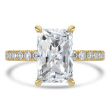 Radiant Lab Created Diamond Hidden Halo Open Bridge Solitaire with Accents Engagement Ring in Yellow Gold (MVSLG1436-Y)