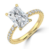 Radiant Lab Created Diamond Hidden Halo Open Bridge Solitaire with Accents Engagement Ring in Yellow Gold (MVSLG1436-Y)