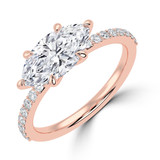 Marquise Lab Created Diamond Horizontally Set Solitaire with Accents Engagement Ring in Rose Gold (MVSLG1437-R)