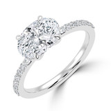 Oval Lab Created Diamond Horizontally Set Solitaire with Accents Engagement Ring in White Gold (MVSLG1438-W)