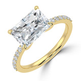 Radiant Lab Created Diamond Horizontally Set Solitaire with Accents Engagement Ring in Yellow Gold (MVSLG1440-Y)