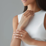 Radiant Lab Created Diamond Horizontally Set Solitaire with Accents Engagement Ring in Yellow Gold (MVSLG1440-Y)