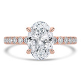 Oval Lab Created Diamond Hidden Halo Solitaire with Accents Engagement Ring in Rose Gold (MVSLG1443-R)