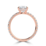 Oval Lab Created Diamond Hidden Halo Solitaire with Accents Engagement Ring in Rose Gold (MVSLG1443-R)