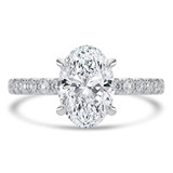 Oval Lab Created Diamond Hidden Halo Solitaire with Accents Engagement Ring in White Gold (MVSLG1443-W)