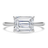 Emerald Lab Created Diamond Horizontally Set Solitaire Engagement Ring in White Gold (MVSLG1444-W)