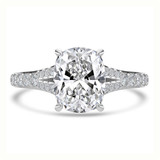 Cushion Lab Created Diamond Cathedral Split Shank Solitaire with Accents Engagement Ring in White Gold (MVSLG1448-W)