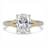 Cushion Lab Created Diamond Cathedral Split Shank Solitaire with Accents Engagement Ring in Yellow Gold (MVSLG1448-Y)