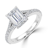 Emerald Lab Created Diamond Cathedral Split Shank Solitaire with Accents Engagement Ring in White Gold (MVSLG1449-W)