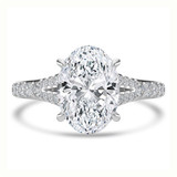Oval Lab Created Diamond Cathedral Split Shank Solitaire with Accents Engagement Ring in White Gold (MVSLG1451-W)