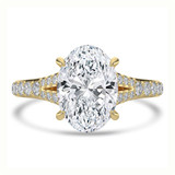 Oval Lab Created Diamond Cathedral Split Shank Solitaire with Accents Engagement Ring in Yellow Gold (MVSLG1451-Y)