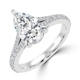 Pear Lab Created Diamond Cathedral Split Shank Solitaire with Accents Engagement Ring in White Gold (MVSLG1452-W)