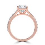 Princess Lab Created Diamond Cathedral Split Shank Solitaire with Accents Engagement Ring in Rose Gold (MVSLG1453-R)