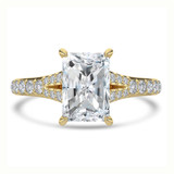 Radiant Lab Created Diamond Cathedral Split Shank Solitaire with Accents Engagement Ring in Yellow Gold (MVSLG1454-Y)