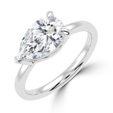 Pear Lab Created Diamond Horizontally Set Open Bridge Solitaire Engagement Ring in White Gold (MVSLG1455-W)