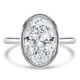 Oval Lab Created Diamond Bezel Set Solitaire Engagement Ring in White Gold (MVSLG1456-W)