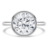 Round Lab Created Diamond Bezel Set Solitaire Engagement Ring in White Gold (MVSLG1457-W)