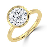 Round Lab Created Diamond Bezel Set Solitaire Engagement Ring in Yellow Gold (MVSLG1457-Y)