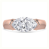 Marquise Lab Created Diamond Horizontally Tension Set Solitaire Engagement Ring in Rose Gold (MVSLG1458-R)