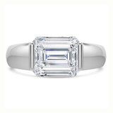 Emerald Lab Created Diamond Horizontally Tension Set Solitaire Engagement Ring in White Gold (MVSLG1459-W)