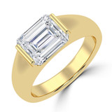 Emerald Lab Created Diamond Horizontally Tension Set Solitaire Engagement Ring in Yellow Gold (MVSLG1459-Y)