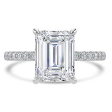 Emerald Lab Created Diamond Hidden Halo Solitaire with Accents Engagement Ring in White Gold (MVSLG1461-W)