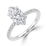 Marquise Lab Created Diamond Hidden Halo Solitaire with Accents Engagement Ring in White Gold (MVSLG1462-W)