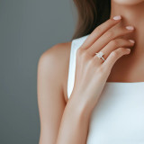 Radiant Lab Created Diamond Hidden Halo Solitaire with Accents Engagement Ring in White Gold (MVSLG1466-W)