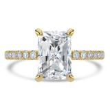 Radiant Lab Created Diamond Hidden Halo Solitaire with Accents Engagement Ring in Yellow Gold (MVSLG1466-Y)