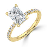 Radiant Lab Created Diamond Hidden Halo Solitaire with Accents Engagement Ring in Yellow Gold (MVSLG1466-Y)
