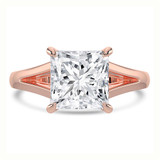 Princess Lab Created Diamond Cathedral Split Shank Solitaire Engagement Ring in Rose Gold (MVSLG1468-R)