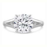 Round Lab Created Diamond Cathedral Split Shank Solitaire Engagement Ring in White Gold (MVSLG1469-W)