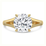 Round Lab Created Diamond Cathedral Split Shank Solitaire Engagement Ring in Yellow Gold (MVSLG1469-Y)