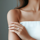 Marquise Lab Created Diamond Cathedral Open Bridge Solitaire with Accents Engagement Ring in White Gold (MVSLG1471-W)