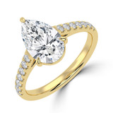 Pear Lab Created Diamond Cathedral Open Bridge Solitaire with Accents Engagement Ring in Yellow Gold (MVSLG1472-Y)