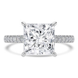 Princess Lab Created Diamond Cathedral Open Bridge Solitaire with Accents Engagement Ring in White Gold (MVSLG1473-W)