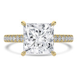 Princess Lab Created Diamond Cathedral Open Bridge Solitaire with Accents Engagement Ring in Yellow Gold (MVSLG1473-Y)