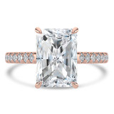 Radiant Lab Created Diamond Cathedral Open Bridge Solitaire with Accents Engagement Ring in Rose Gold (MVSLG1474-R)