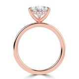 Pear Lab Created Diamond Hidden Halo Solitaire with Accents Engagement Ring in Rose Gold with Channel Set Emerald Accents (MVSLG1476-R)