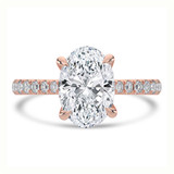 Oval Lab Created Diamond Cathedral Trellis Solitaire with Accents Engagement Ring in Rose Gold (MVSLG1479-R)
