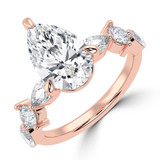 Pear Lab Created Diamond Shared Prong Solitaire with Accents Engagement Ring in Rose Gold with Marquise Accents (MVSLG1480-R)