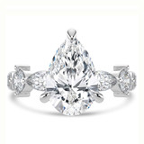 Pear Lab Created Diamond Shared Prong Solitaire with Accents Engagement Ring in White Gold with Marquise Accents (MVSLG1480-W)