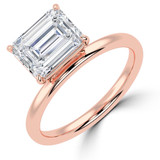 Emerald Lab Created Diamond Offset Center Stone Open Bridge Solitaire Engagement Ring in Rose Gold (MVSLG1481-R)