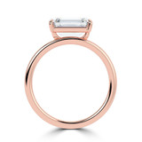 Emerald Lab Created Diamond Offset Center Stone Open Bridge Solitaire Engagement Ring in Rose Gold (MVSLG1481-R)