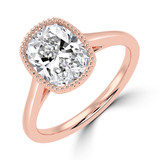 Cushion Lab Created Diamond Vintage Bezel Set Open Bridge Solitaire Engagement Ring in Rose Gold (MVSLG1483-R)