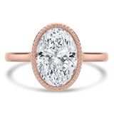 Oval Lab Created Diamond Vintage Bezel Set Open Bridge Solitaire Engagement Ring in Rose Gold (MVSLG1485-R)