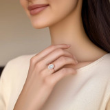 Oval Lab Created Diamond Vintage Bezel Set Open Bridge Solitaire Engagement Ring in Rose Gold (MVSLG1485-R)