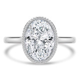 Oval Lab Created Diamond Vintage Bezel Set Open Bridge Solitaire Engagement Ring in White Gold (MVSLG1485-W)
