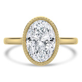 Oval Lab Created Diamond Vintage Bezel Set Open Bridge Solitaire Engagement Ring in Yellow Gold (MVSLG1485-Y)