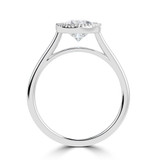 Pear Lab Created Diamond Vintage Bezel Set Open Bridge Solitaire Engagement Ring in White Gold (MVSLG1486-W)